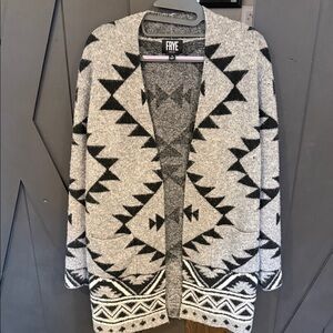 FRYE Gray and Black Patterned Women's Cardigan Sweater